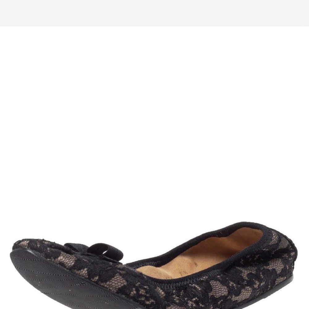 Salvatore Ferragamo Black Lace Flats